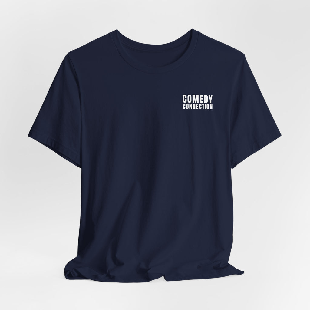Comedy Connection Logo Tee — Left Chest Graphic T-Shirt