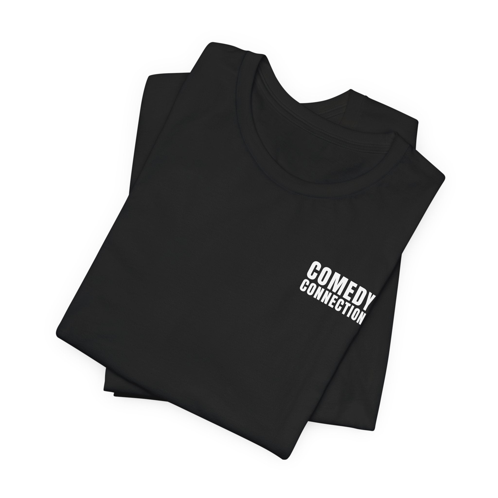 Comedy Connection Logo Tee — Left Chest Graphic T-Shirt
