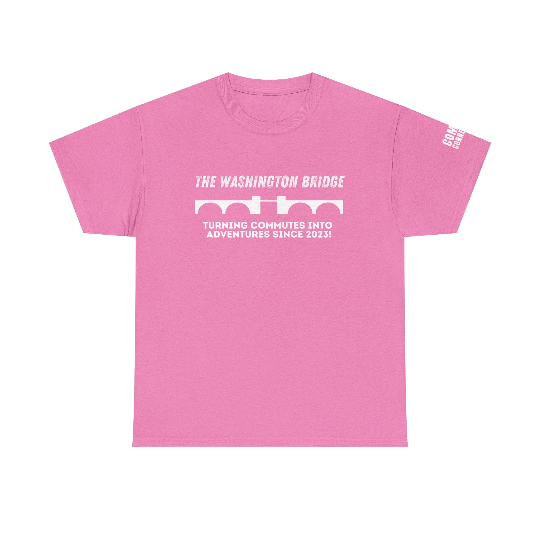 Washington Bridge Satire T-Shirt — "Turning commutes into adventures since 2023!"