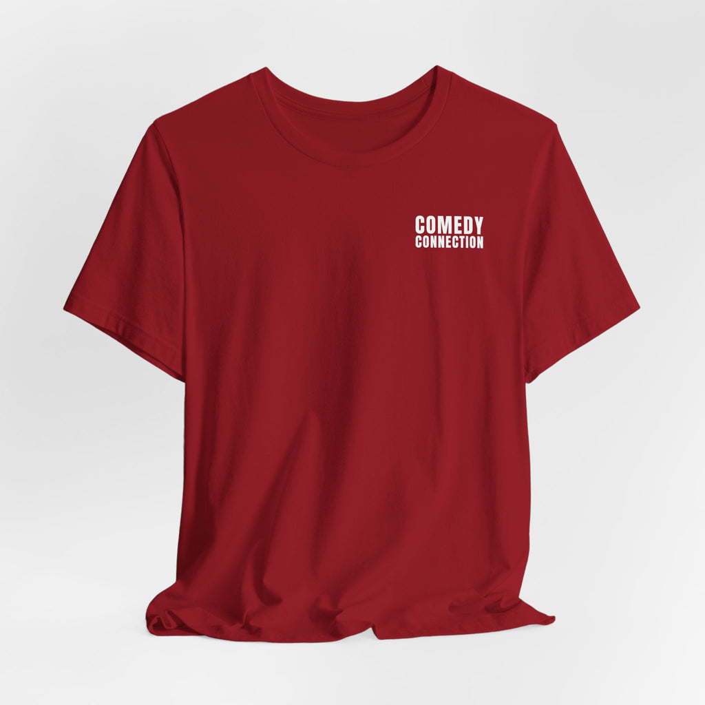 Comedy Connection Logo Tee — Left Chest Graphic T-Shirt
