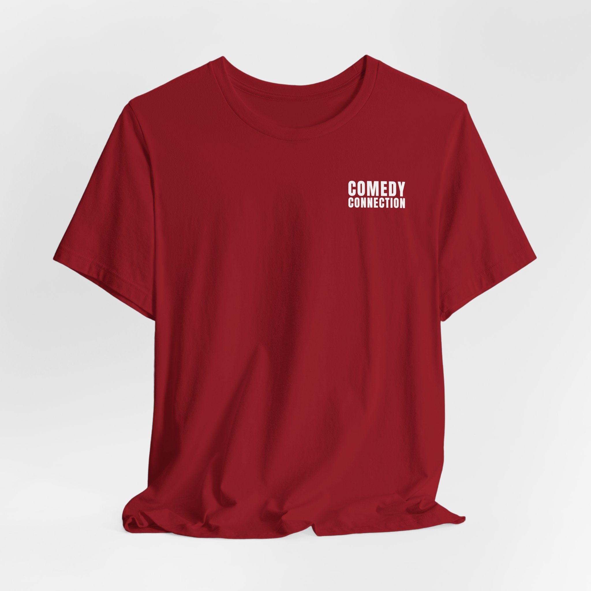 Comedy Connection Logo Tee — Left Chest Graphic T-Shirt