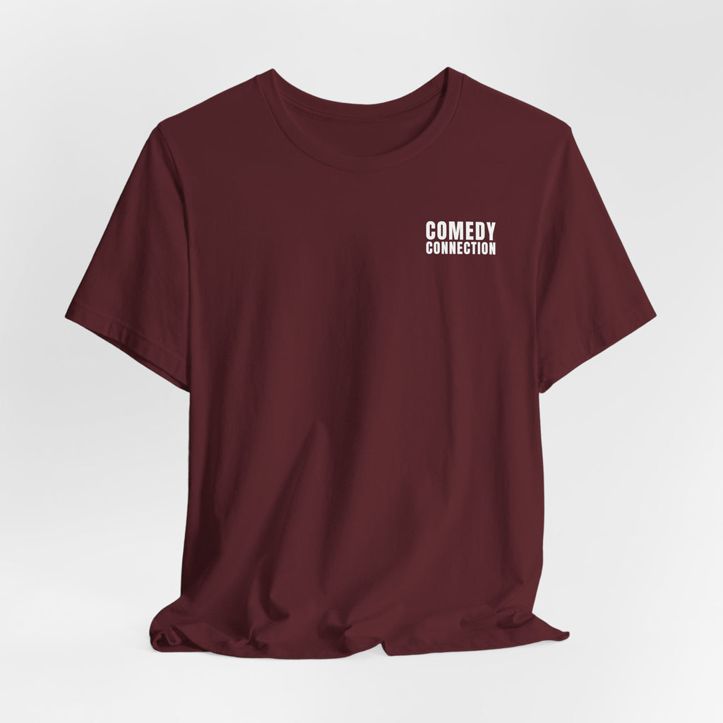 Comedy Connection Logo Tee — Left Chest Graphic T-Shirt