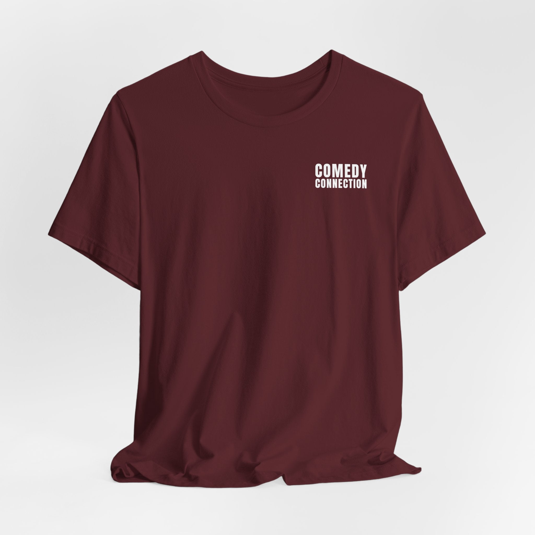 Comedy Connection Logo Tee — Left Chest Graphic T-Shirt