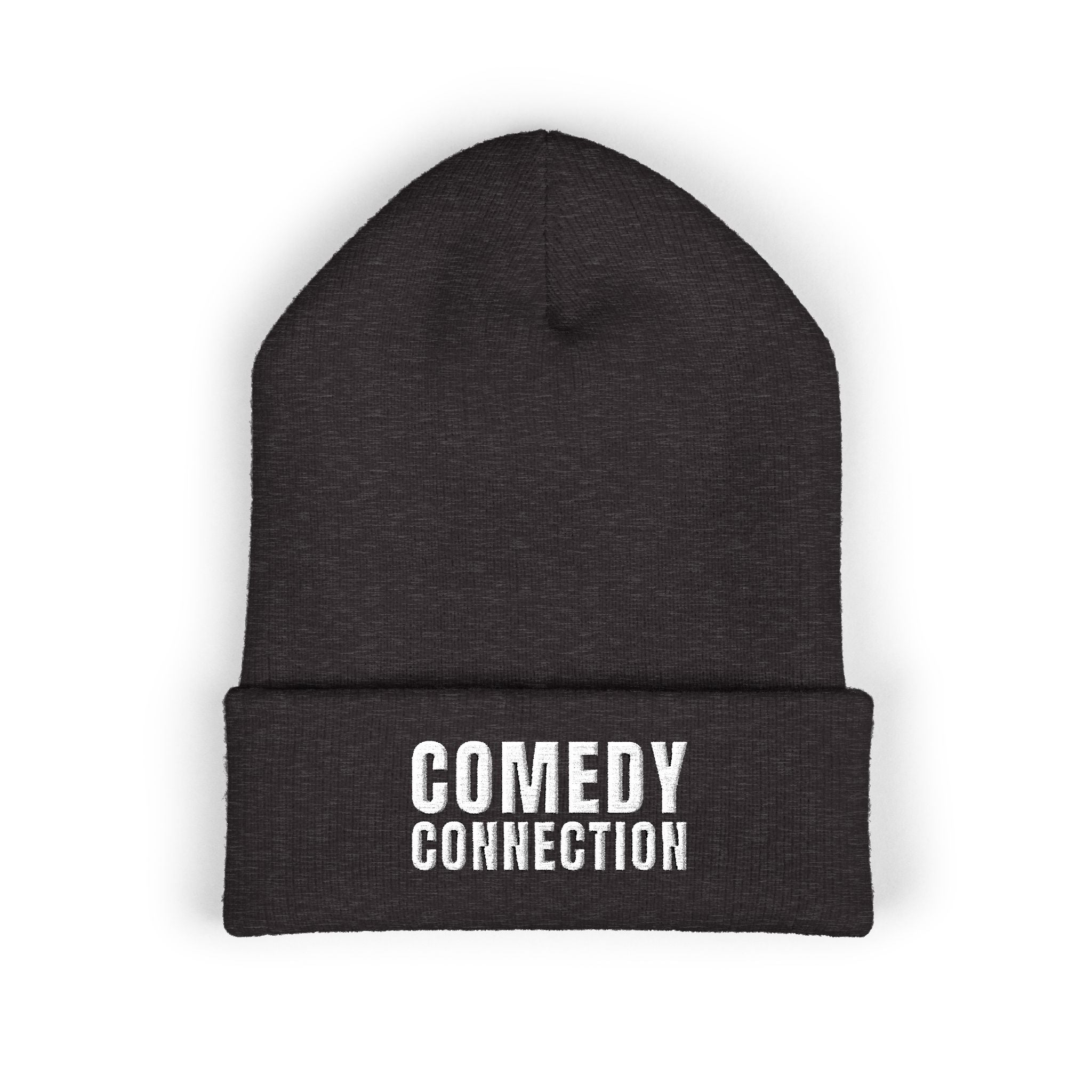 Comedy Connection Embroidered Cuffed Beanie — Warm Knit Hat for Comedians & Fans