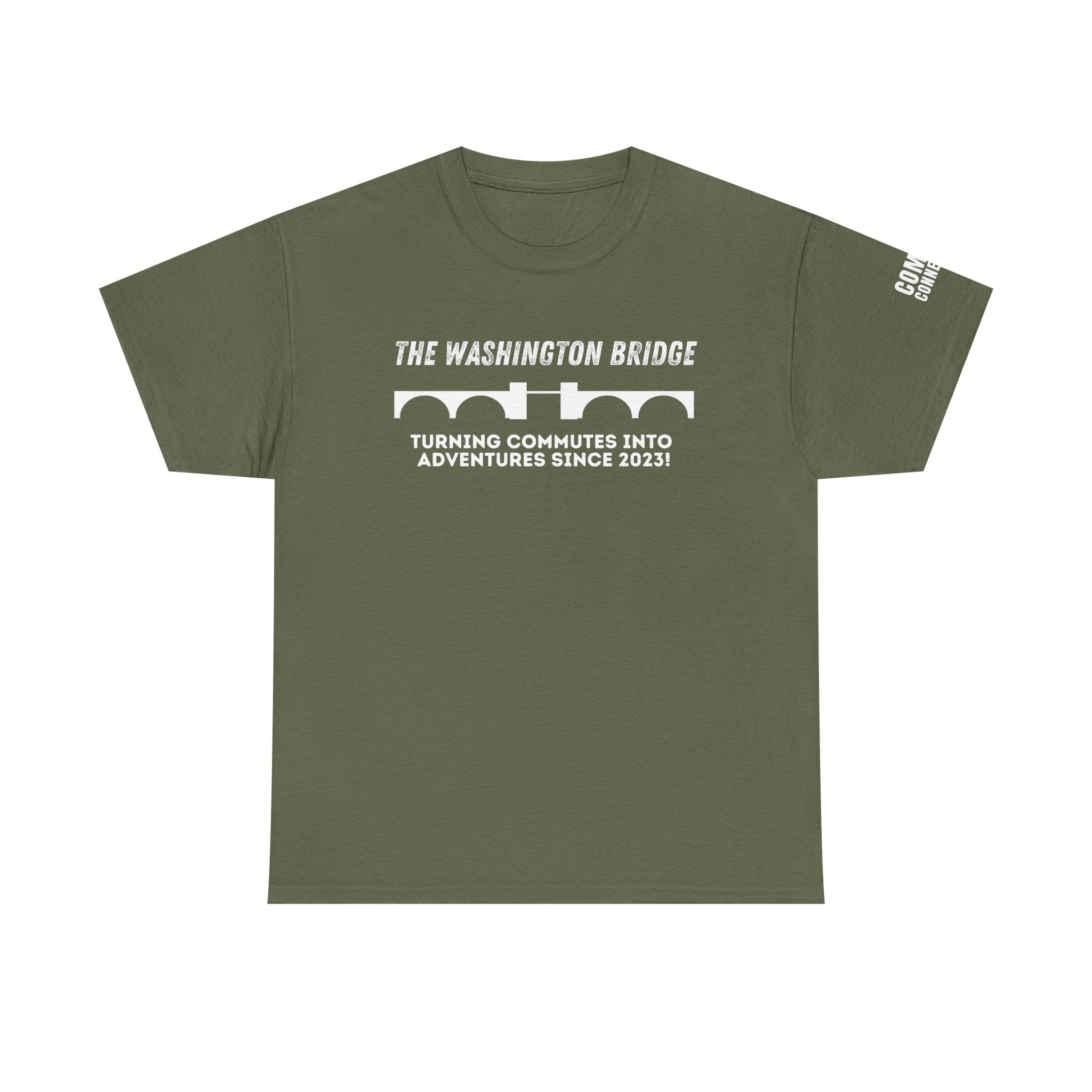 Washington Bridge Satire T-Shirt — "Turning commutes into adventures since 2023!"