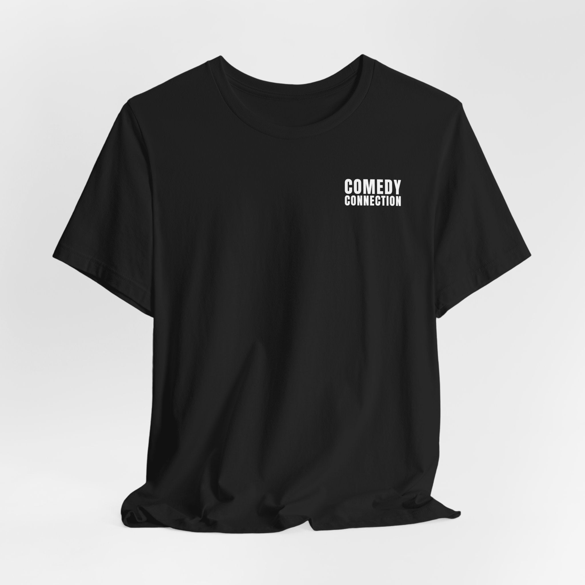 Comedy Connection Logo Tee — Left Chest Graphic T-Shirt