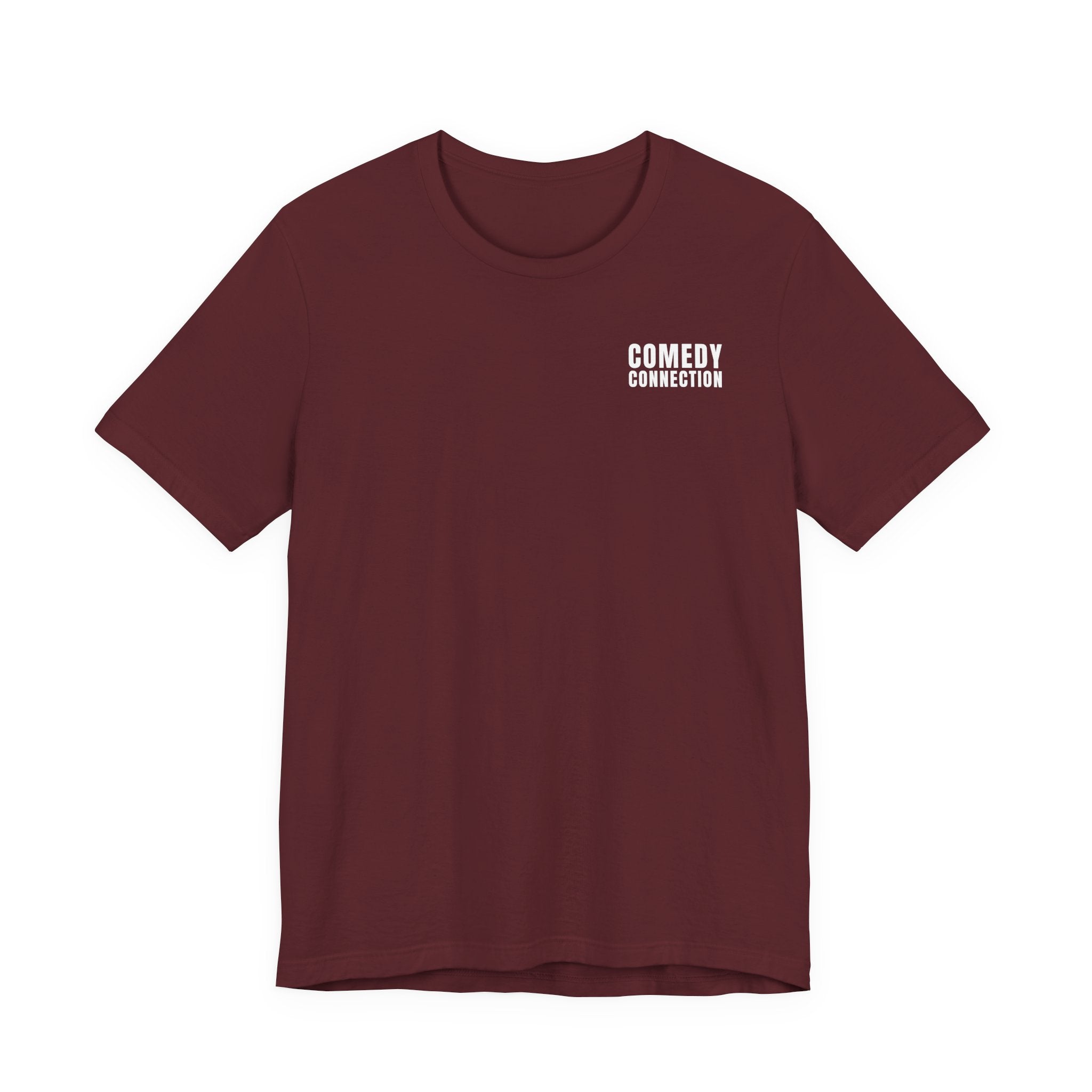 Comedy Connection Logo Tee — Left Chest Graphic T-Shirt