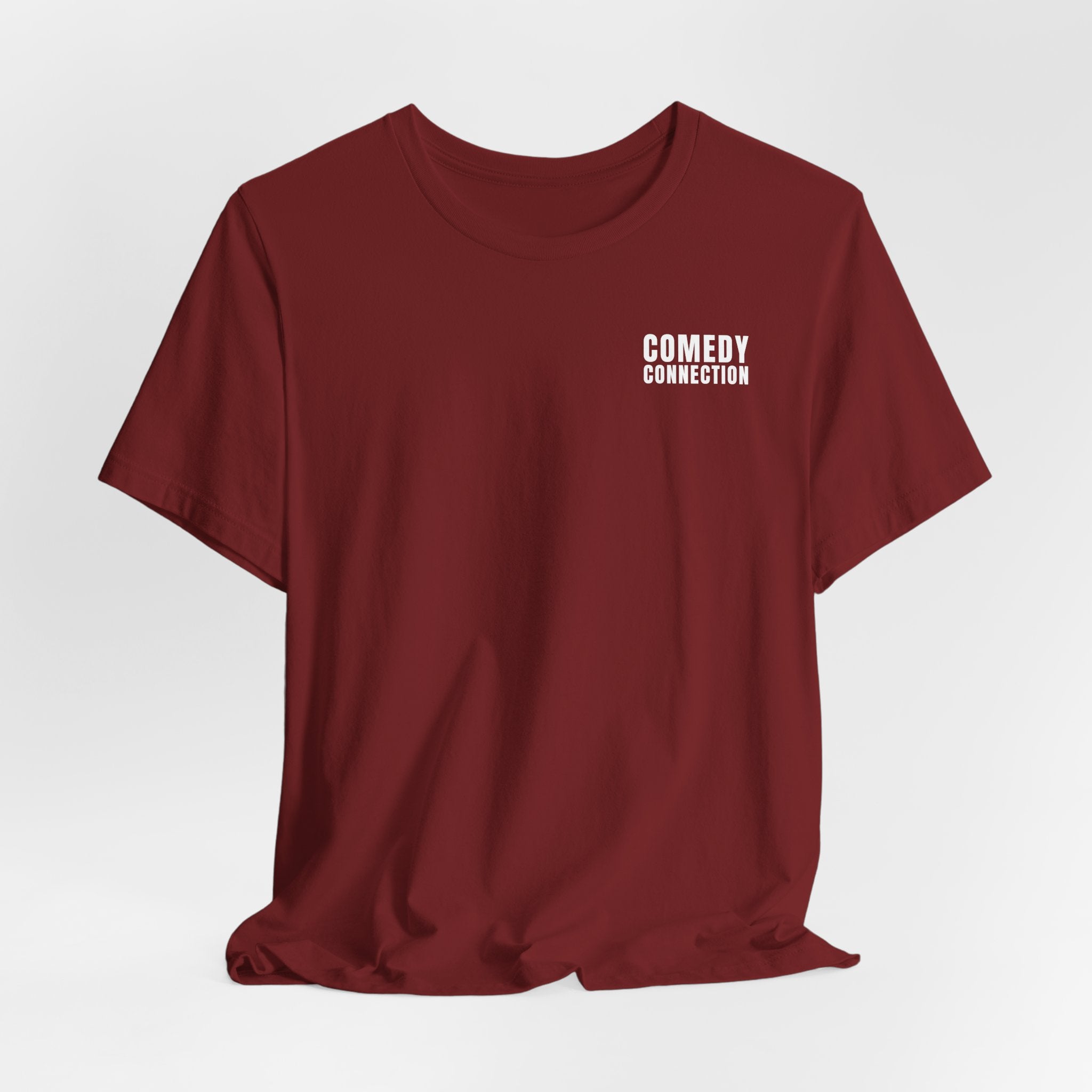Comedy Connection Logo Tee — Left Chest Graphic T-Shirt